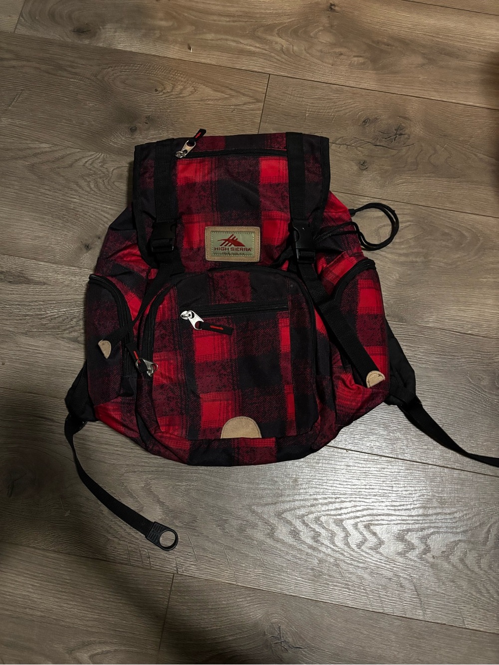 High Sierra Red and Black Plaid Backpack